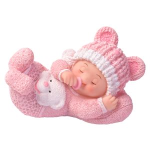 [08052170] FIGURINE BEBE FILLE/ROSE  QUI DORT 8CM