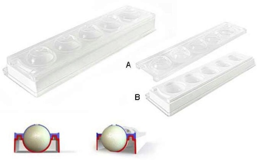 [51661168] MOLD SET OF 5 3D SILICONE SPHERES DIA 58MM VOLUME 100ML