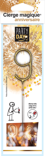 [70409011] CIERGE MAGIQUE DORE CHIFFRE N°9