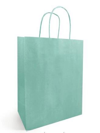 [41603095] WATER GREEN KRAFT PAPER BAG 23X12 HT 30CM 50 PCES
