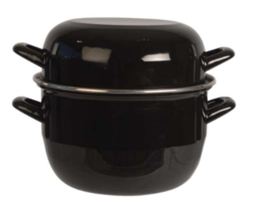 [57658355] CASSEROLE MOULES NOIRE 20CM 3.25L 2KG A/COUVERCLE BOMBE