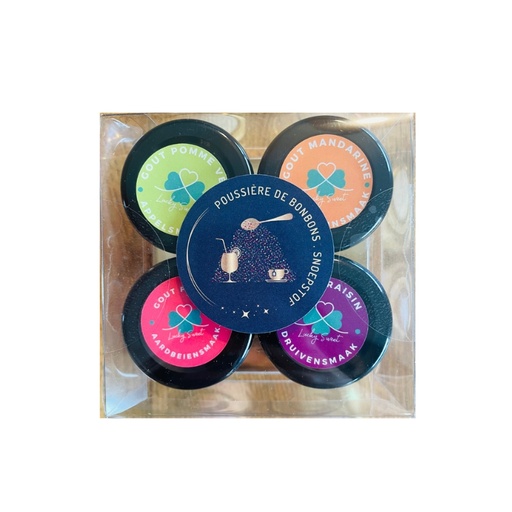 [14100652] BONBON LUCKY SWEET COFFRET ASSORTIS 4 GOÛTS POUSSIERE DE BONBONS 25GR