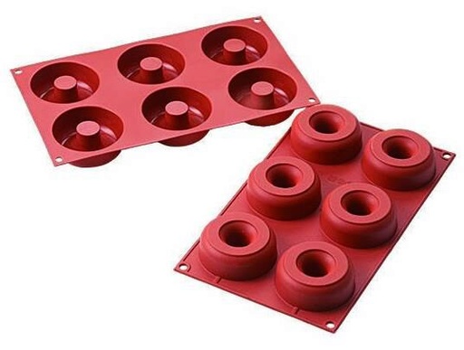 [70408300] SILIKOMART SF170 MOULE 6 DONUTS Ø75 HT 28MM 98ML ANTI-ADHESIF GN1/3 -50° À 250°