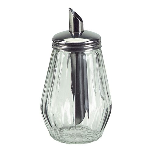 [51002060] GLASS SUGAR BOWL WITH STAINLESS STEEL MEASURING SPOON 26CL