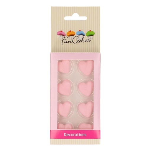 [08053264] FUNCAKES DECORATION PINK SUGAR HEART 2CM 8 PCES
