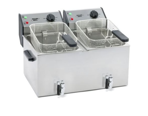 [62250228] ROLLER GRILL FRITEUSE DOUBLE A/ROBINET 2X8L - 2X230V - 2x3600w