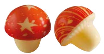 [08056737] PCB Mushrooms WC Red 3 designs ø 3 cm 88pces ***s/cd***