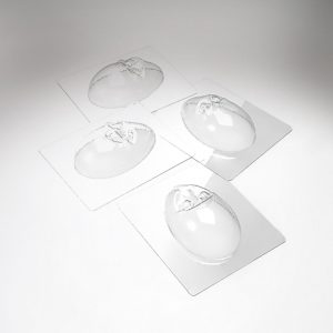[08057780] 074087 PCB EGG MOLDS RISETTE FACE PR 8 SUBJECT 13.3X8.6 H.9.6 CM 4 DESIGNS 16PCS ***S/CD***