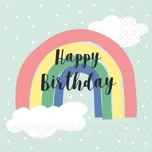 [60700578] STEWO SERVIETTE 33X33CM ARC-EN-CIEL HAPPY BIRTHDAY 20PCS