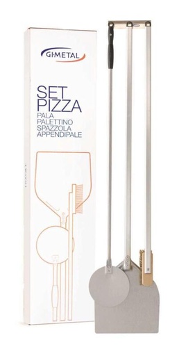 [50703969] GI-METAL COMPLETE PIZZASET 4-DELIG - 1 SCHEPPER / 1 BORSTEL / 1 PELLE D20 / 1 HOUDER