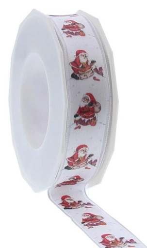 [60700548] BRASS-PLATED SATIN RIBBON SANTA CLAUS JAKU 25MM X 20M