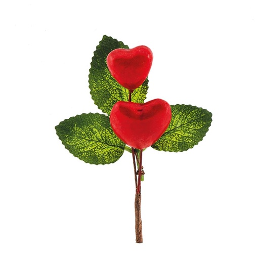 [61704108] STAKE ROD WITH DOUBLE RED HEARTS H5CM