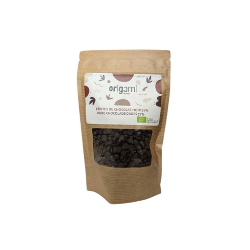 [08059033] ORIGAMI DARK CHOCOLATE CHIPS 72% - HAITI ORGANIC 250GR