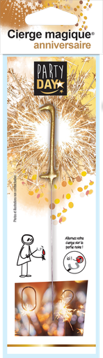 [70409003] CIERGE MAGIQUE DORE CHIFFRE N°1