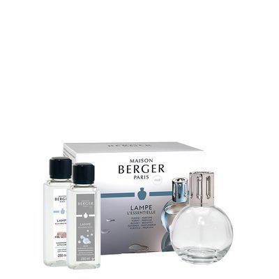 [74501017] LAMPE BERGER ESSENTIAL BOX ROUND TRANSPARENT GLASS + PURE AIR + COTTON CARESS