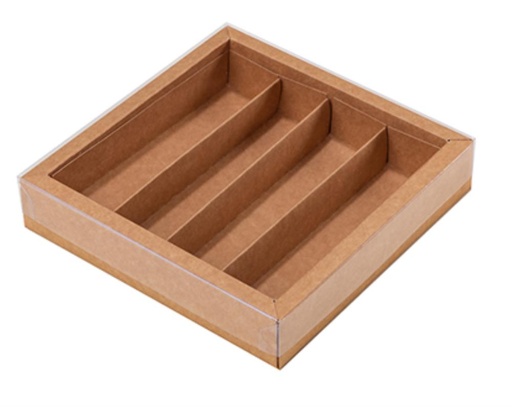 [41802119] BOITE KRAFT 4 COMPARTIMENTS 145X145X33MM CARTON 24 PCES