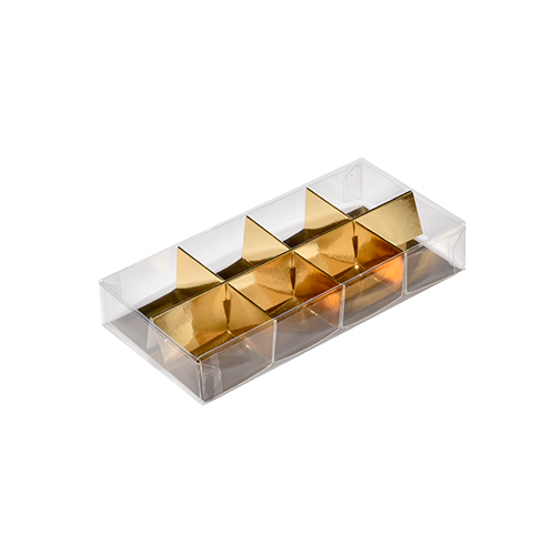 [41700200] BOITE PVC + INSERT OR POUR 8 MACARONS 164X82X26MM CARTON DE 50 PCES