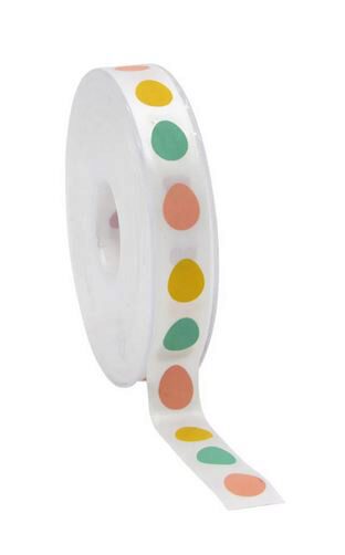 [61700485] SATIJNEN LINT 'EASTER EGGS' WIT 15 MM X 20 M