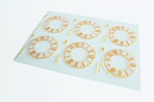 [08057315] 065148 PCB KLOK EN WIJZER BLISTERS 36 PRINTS 3 ONTWERPEN Ø 11,2 CM 2 STUKS ***S/CD***