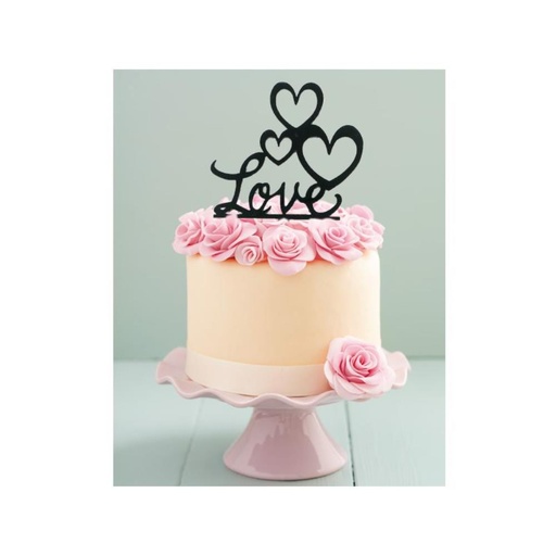 [08075952] ZWARTE HART LIEFDE CAKE TOPPERS 2D 12.5CM =STUK