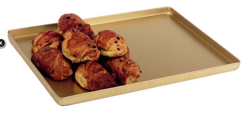 [53202041] GOLD MATT ALUMINUM TRAY 60X40XH2CM 90° PLEATED EDGE