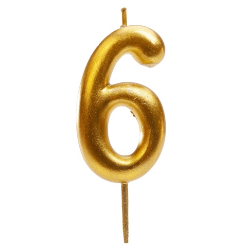 [08041596] GOLD NUMBER CANDLE NO. 6 5.5CM