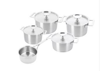 [57659641] DEMEYERE LINO 3 SET CUISSON INOX 5 PIECES-POELON 16+MARMITE BASSE 20+MARMITES HTES16+20+24CM