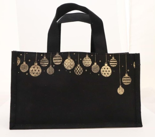 [62250597] SAC NOIR COTTON 28 X 10.5 X H 16 BOULE DE NOËL OR