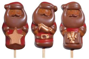 [60700701] 074202 PCB BLISTERS SANTA CLAUS LOLLIPOPS AND STICKS. 7 CM - ± 15 G 5X9 PCES ***s/cd***