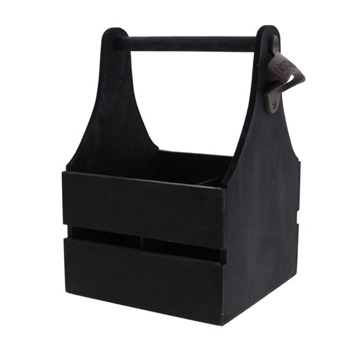 [62220033] PORTE BOUTEILLE CARRE 4 BOUTEILLES NOIR VIDE AVEC DECAPSULEUR 18X18XHT27