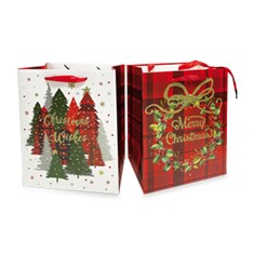 [62250632] +SAC NOEL TARTAN ROUGE 18X10HT23CM