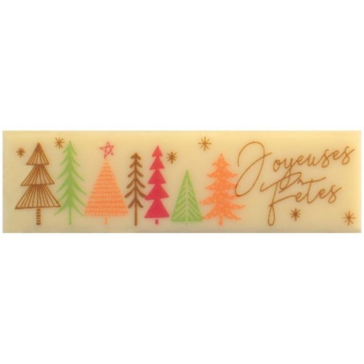 [08056656] 060313 PCB RECTANGLES CB JOYEUSES FÊTES FIR TREE 7X2CM 100PCES ***S/CD***