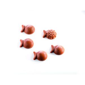 [08057998] 074324 PCB MOULES FRITURE POISSONS BOULES 288 P. 4DESIGNS 3,15X2,6CM P.1CM 12PCES ***S/CD***