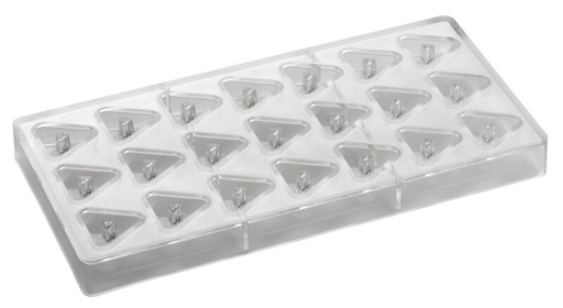 [70409599] POLYCARBONAAT DRIEHOEKIGE PRALINEVORM 275X135MM21 PRALINES VAN 10GR**33X30X15.5HTMM