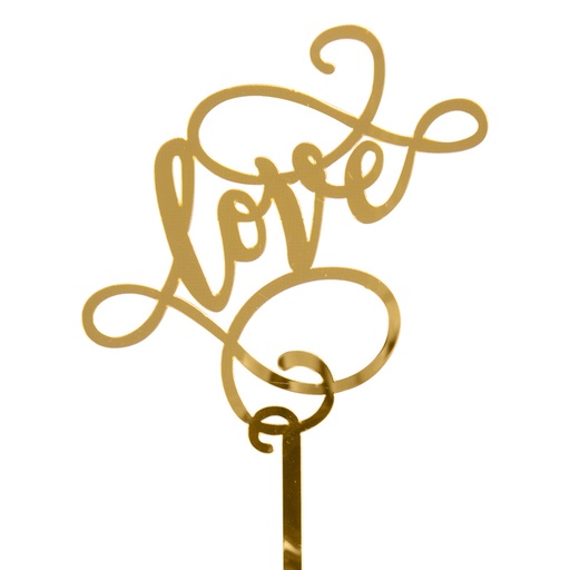 [08054557] *FF*1028114 CAKETOPPER LOVE GOLD 12CM PLASTIC 10 PIECES***S/CD***