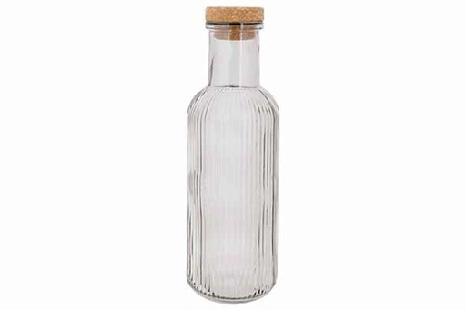 [60252144] C&T RAYA BOUTEILLE VERRE GRISE 1L A/BOUCHON LIEGE  8.7XH27.8CM