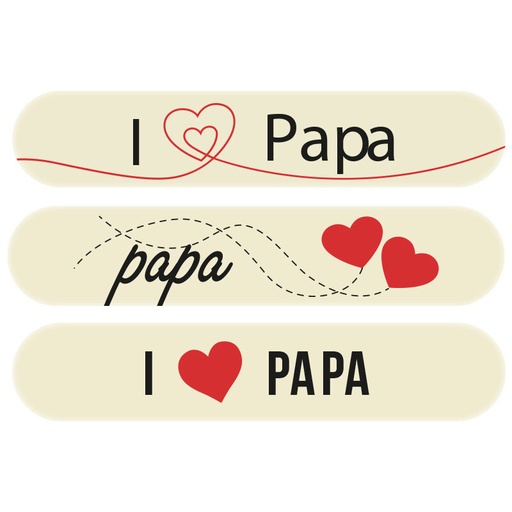 [08053954] 2011036 PLAQUETTE ECLAIR I LOVE PAPA 15X3CM CHOCOLAT BLANC  35 PCES