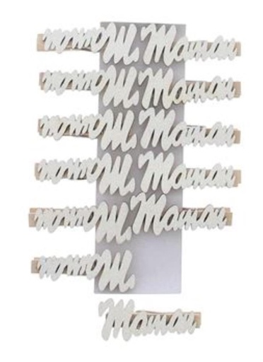 [61704036]  WITTE CLIPS "MAMA"/"MAMAN" 12 STUKS 65XHT25MM