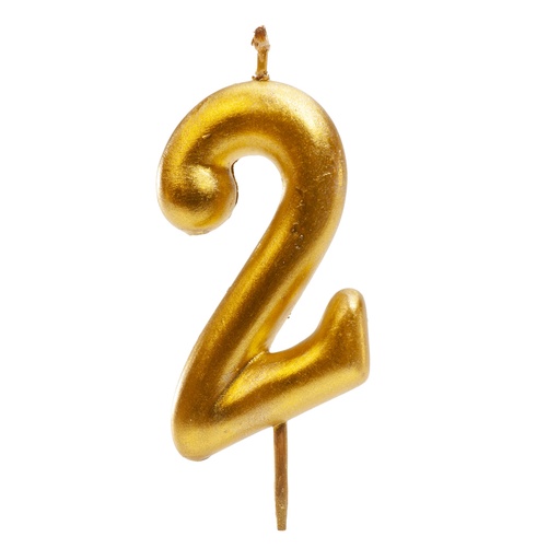 [08041592] BOUGIE CHIFFRE OR N°2 5,5CM