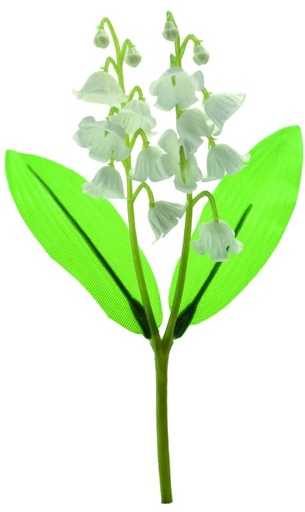 [60700775] LILY OF THE VALLEY STAKE 2 BRANCHES 2 LEAVES HT 15CM PLASTIC 30 PCES