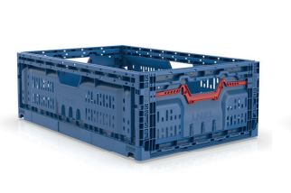 [50611147] EURONORM OPVOUWBARE CONTAINER 60X40X20CM BLAUW GEPERFOREERD VOLUME 40L