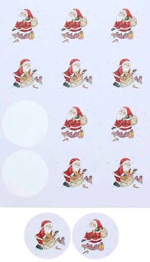 [60700552] JAKU SANTA CLAUS STICKER GM 63.5MM SHEET OF 12 PCES