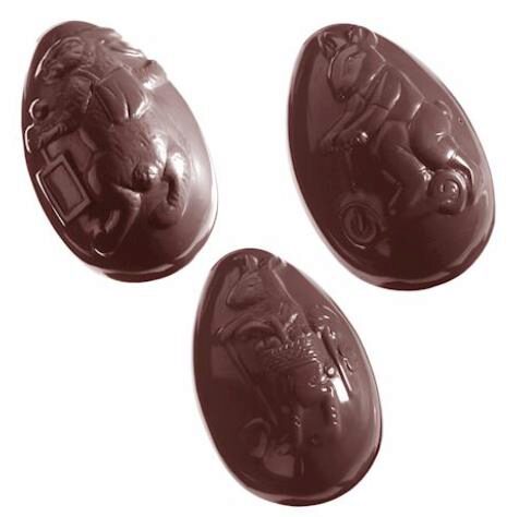 [70409423] CHOCOLATE MOLD EGG HARE 8 FIG. CW1041 2X4 -- 60GR