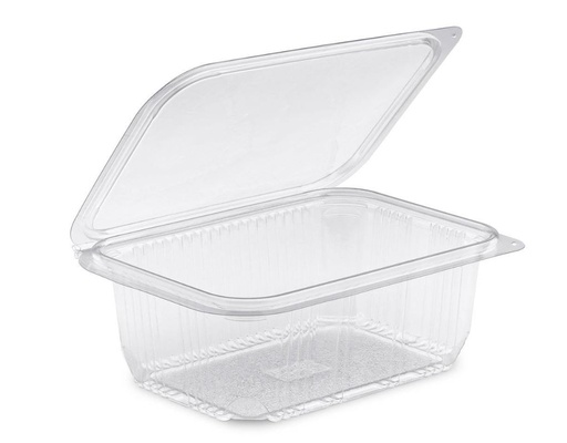 [60700607] BARQUETTE OPTIPACK TRANSPARENT 500ML 12,5X11,3X7,3CM AVEC COUVERCLE À CHARNIÈRE X500D 600PCS