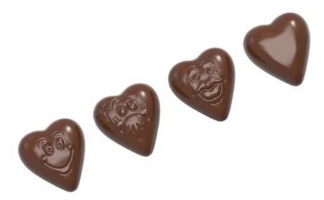 [70410437] SMILEY HEART CHOCOLATE MOLD 3 FIG. CW157913.5X27.5CM * 3X6 *7GR
