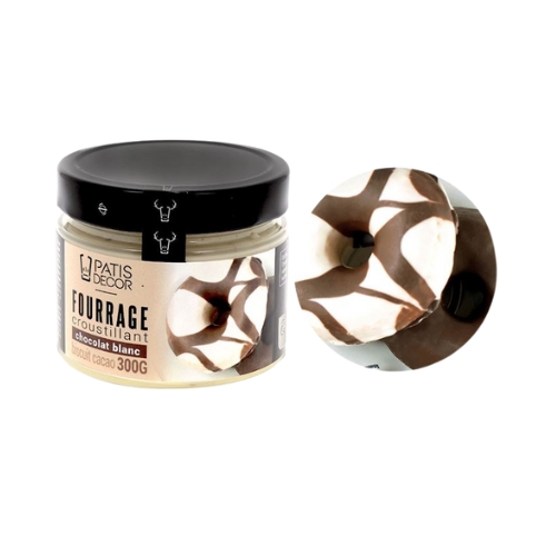 [08075341] PATISDECOR FOURRAGE CROUSTILLANT CHOCOLAT BLANC BISCUIT CACAO 300GR