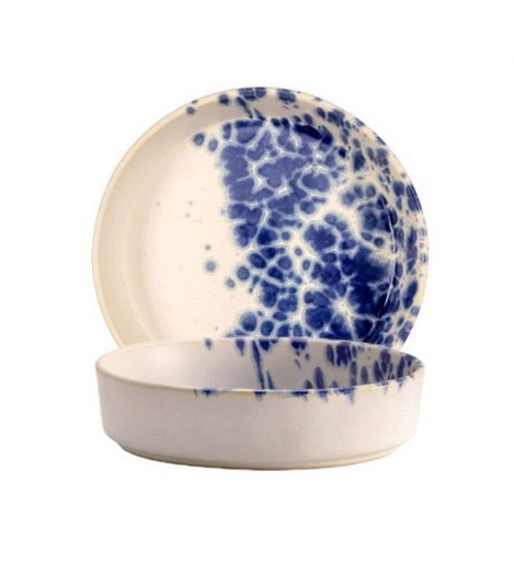 [60251626] LE COQ PHOBOS WHITE BLUE DOTS ASSIETTE 18XH4CM CREUSE BORDS DROITS  STONEWARE - LPHO019BB004180