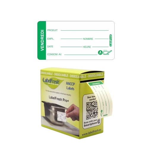 [55090925] LABELFRESH PRO 250 ETIQUETTES HYDROSOLUBLES 3X6CM VENDREDI