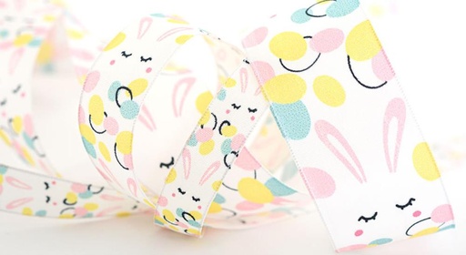 [60700076] *FF*RUBAN IMPRIMÉ LAITONNÉ "LAPINOU" 15MM X 20M