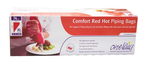 [50104702] RED DISPOSABLE BAGS XL 59 X 28CM HOT CONFORT 74 PCES